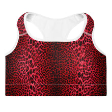 Load image into Gallery viewer, Leopard Padded Sports Bra (Red)
